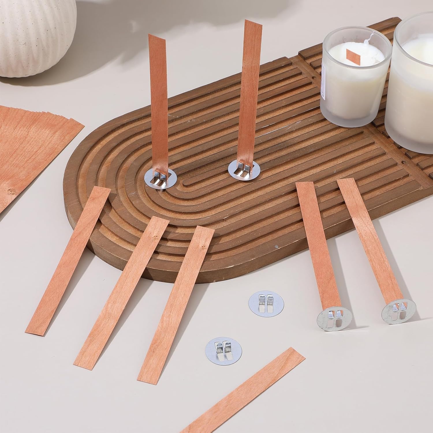 Soy Wax Pillar Blend - 60 Stoppini in Legno per Candele,