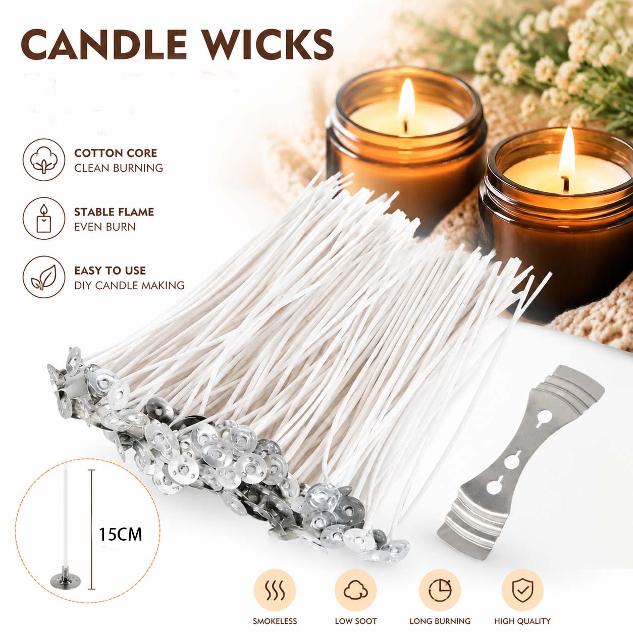 Soy Wax Pillar Blend - Stoppini per Candele Senza Fumo in